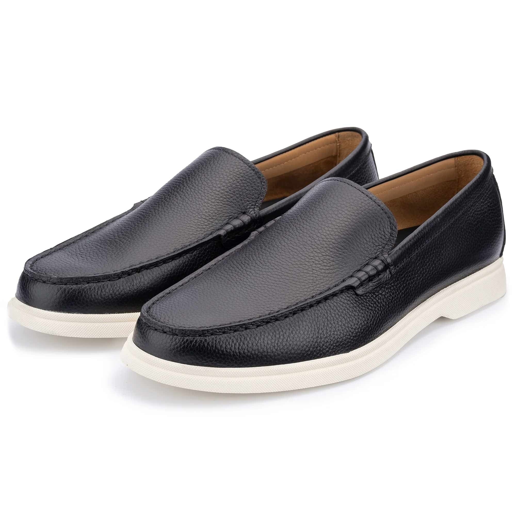 John White Ethan Plain Tumbled Grain Loafer - Navy