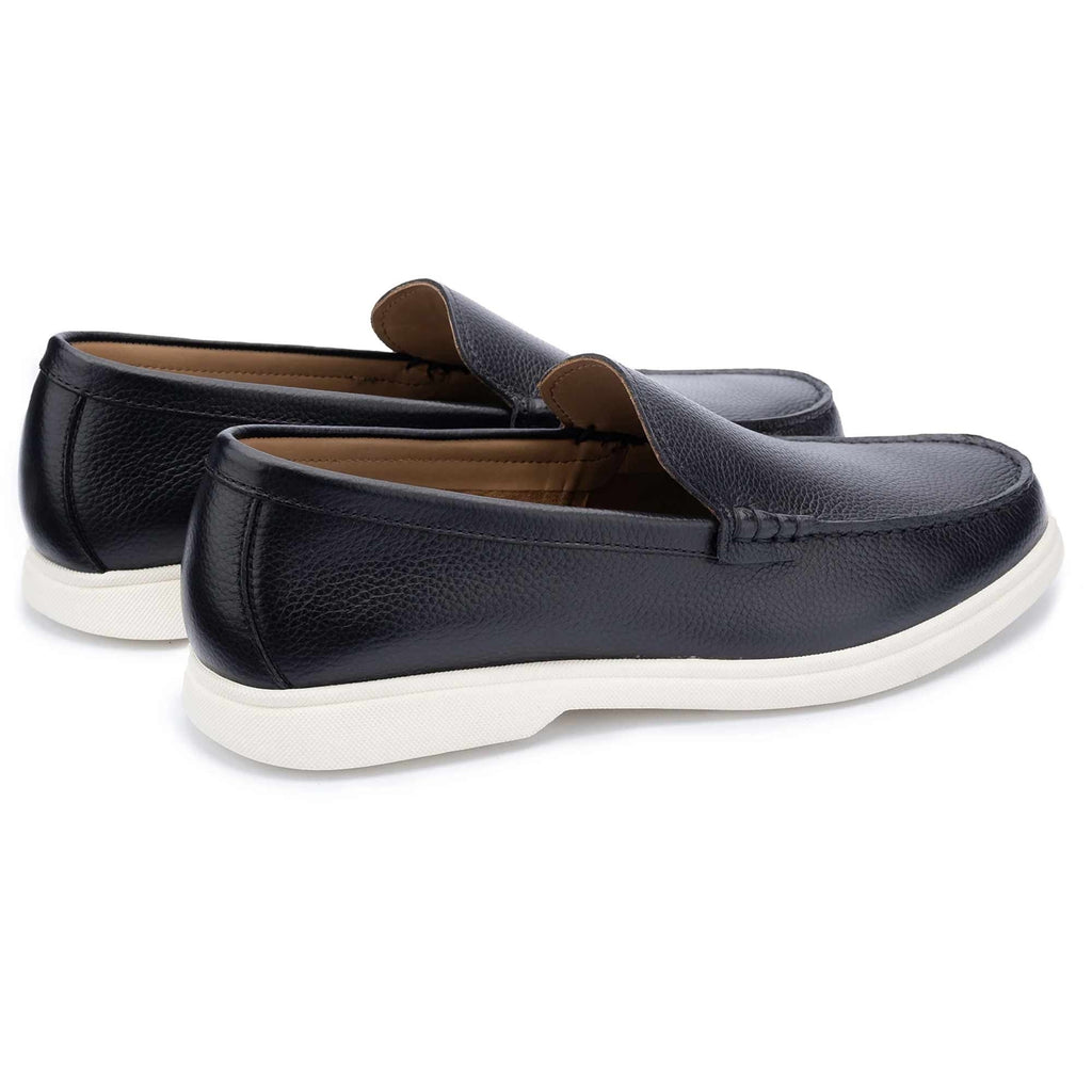 John White Ethan Plain Tumbled Grain Loafer - Navy