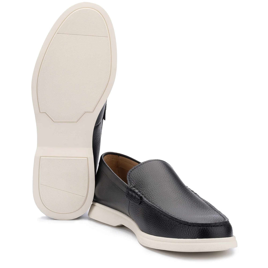 John White Ethan Plain Tumbled Grain Loafer - Navy