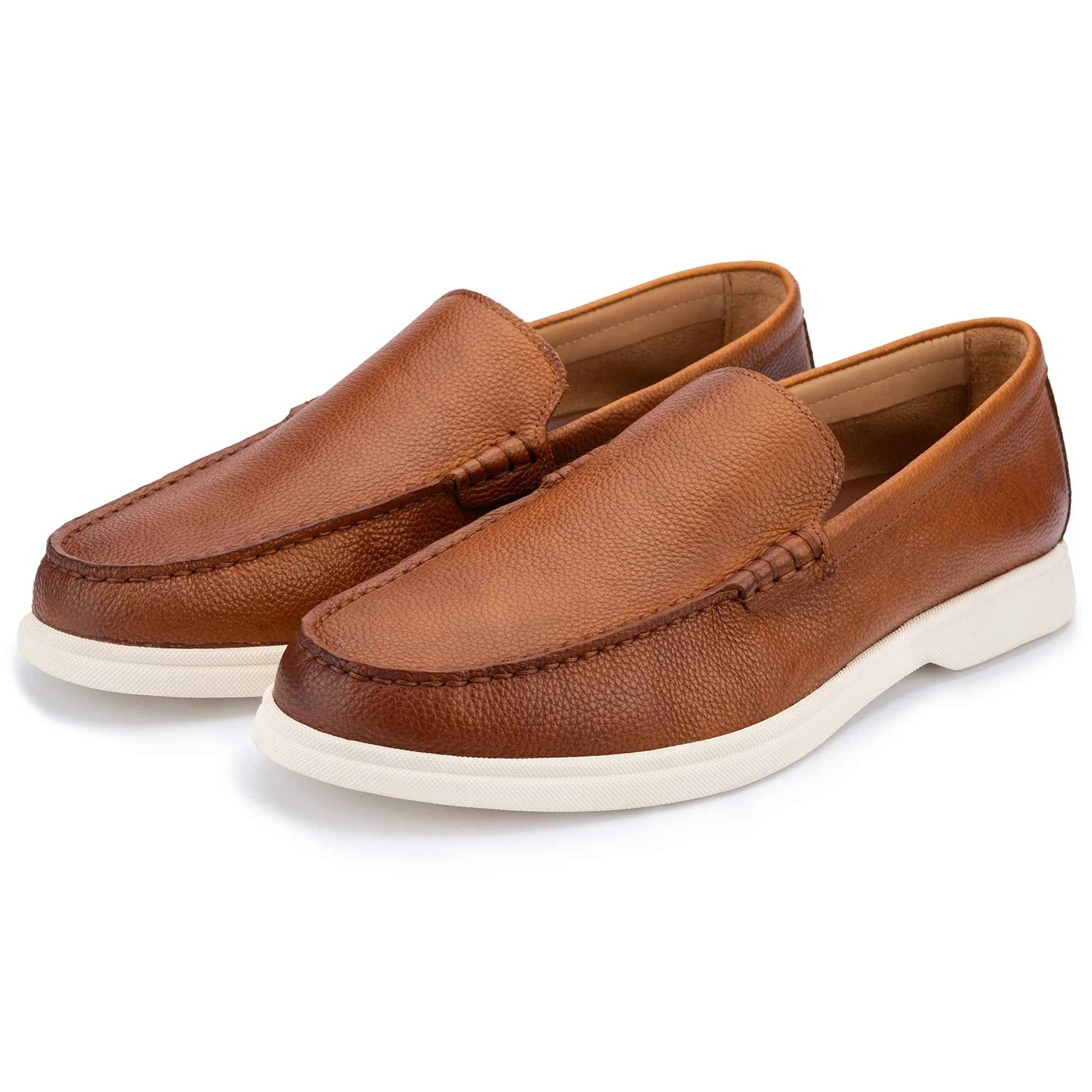 John White Ethan Plain Tumbled Grain Loafer - Tan