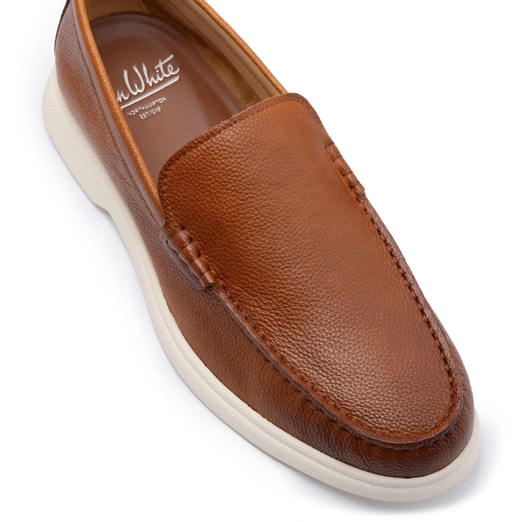 John White Ethan Plain Tumbled Grain Loafer - Tan