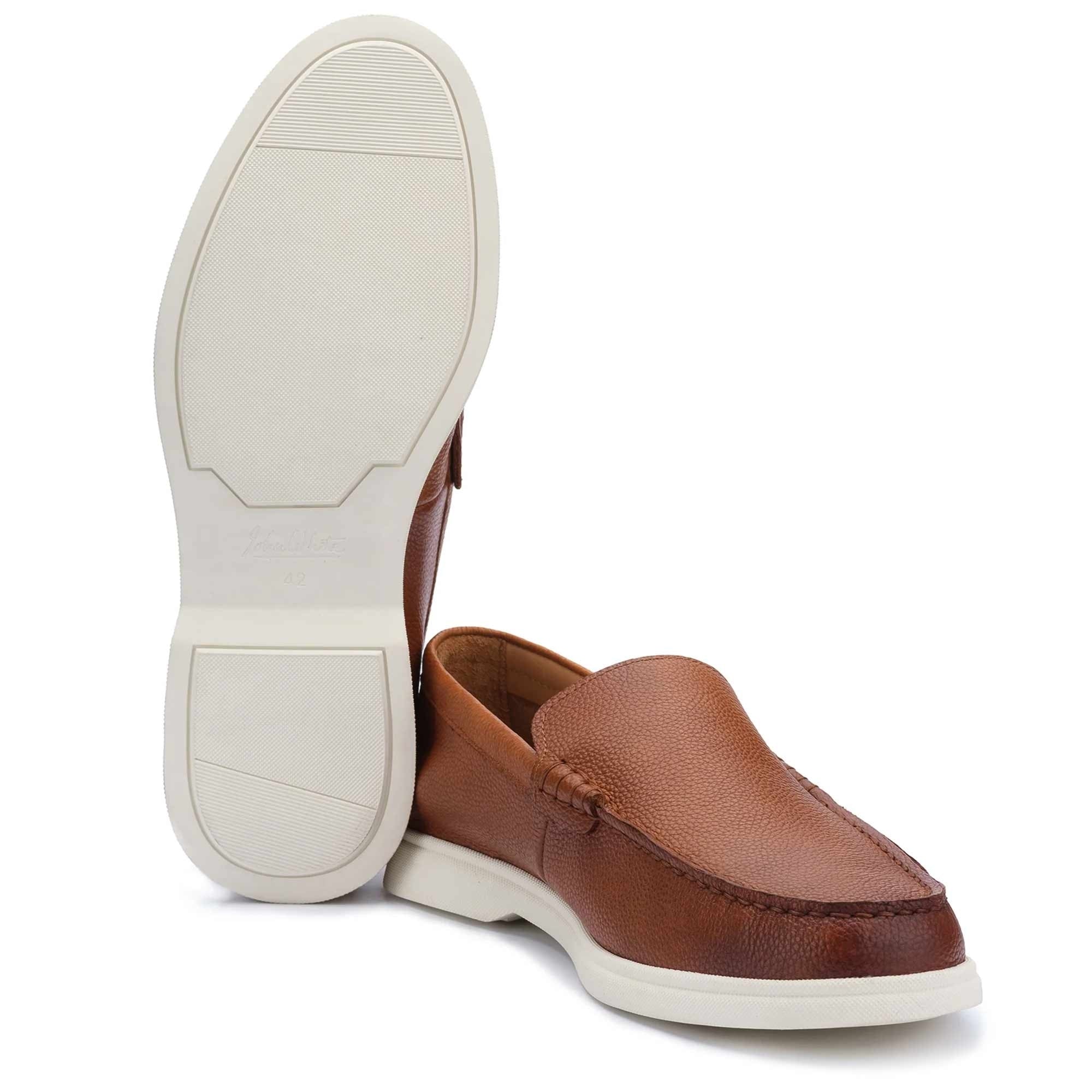 John White Ethan Plain Tumbled Grain Loafer - Tan