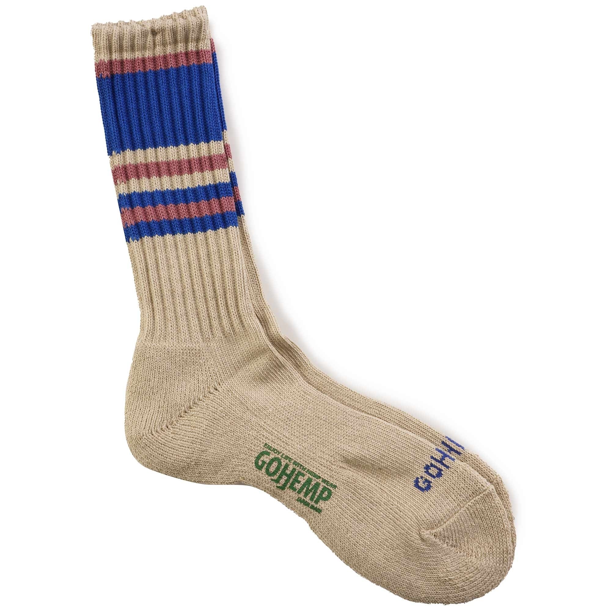 GOHEMP Random Line Pile Crew Socks - Purple Stripe