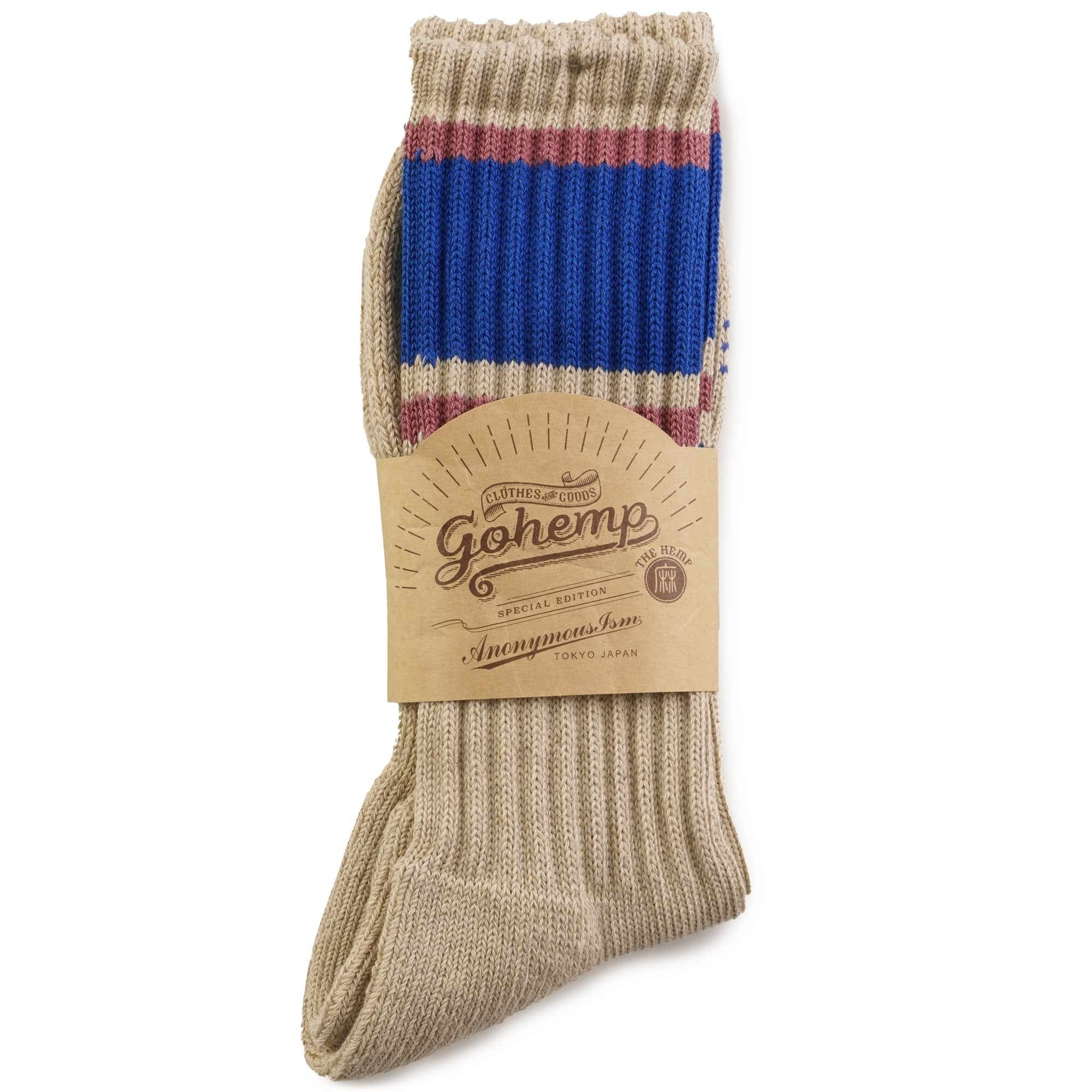 GOHEMP Random Line Pile Crew Socks - Purple Stripe
