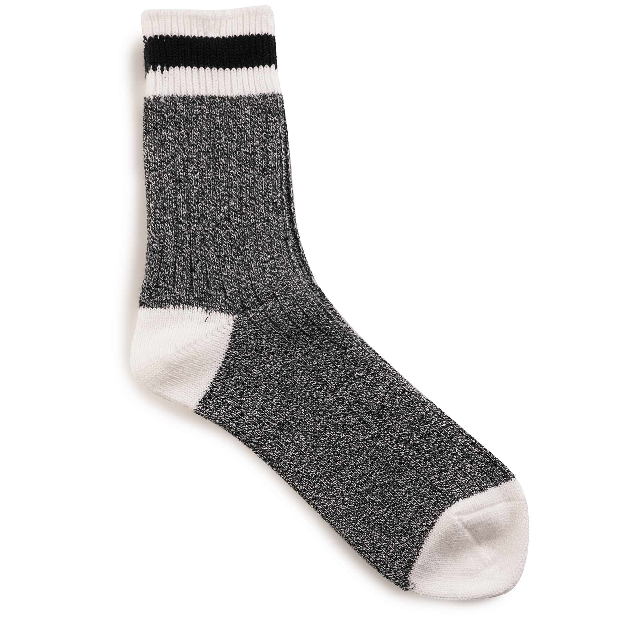 Tuck Cuff Stripes Crew Socks - Black