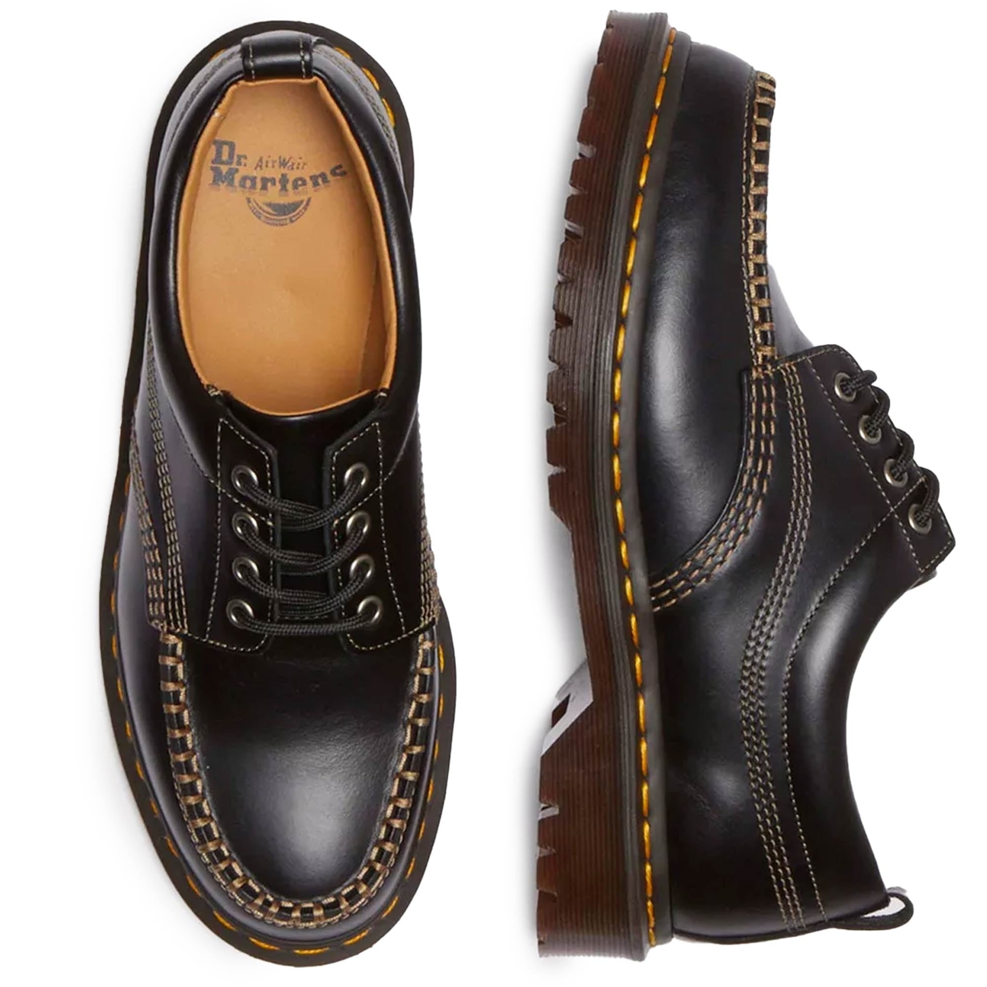 Dr. Martens Lowell Leather Moc Toe Shoes - Black 31816001-BLK