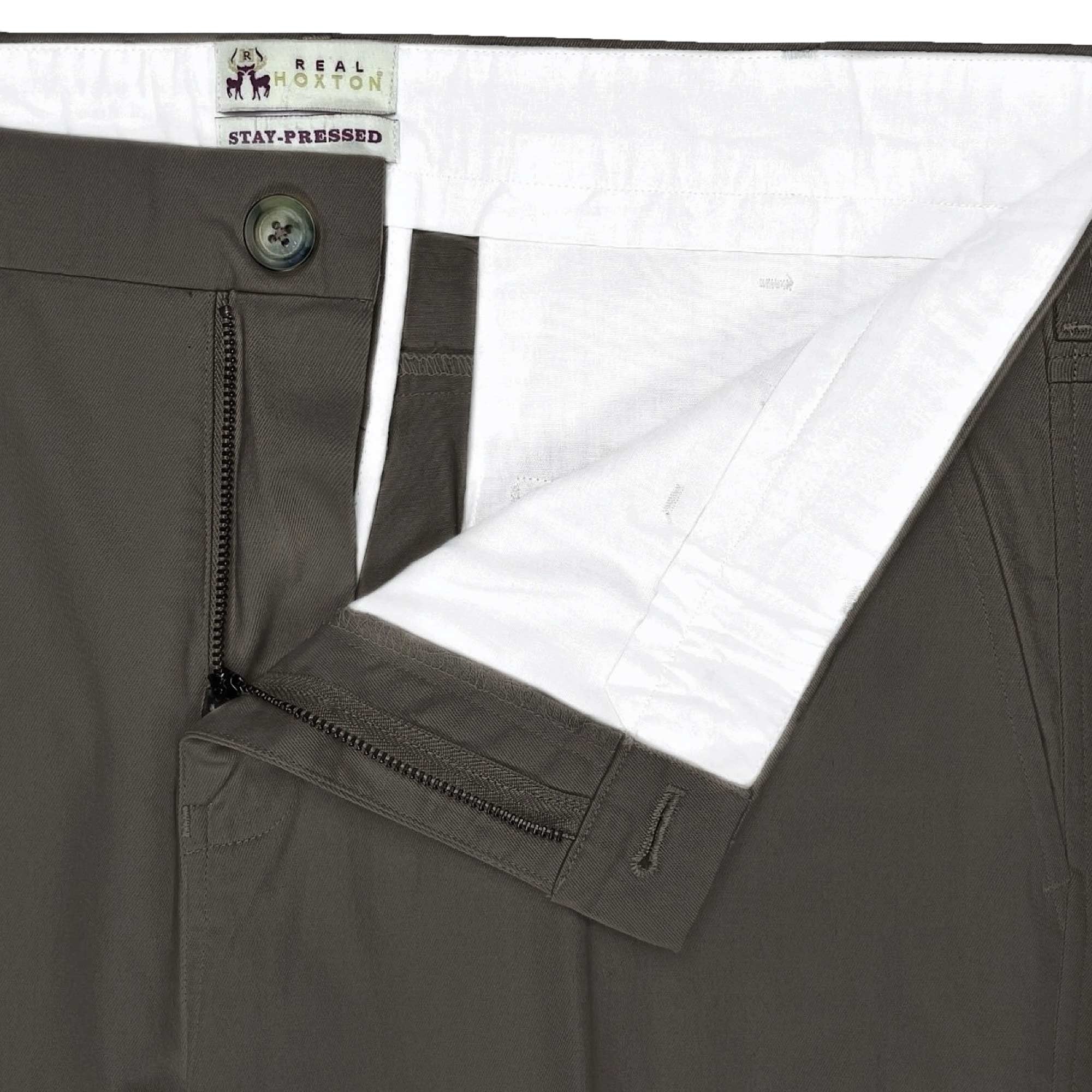 Real Hoxton Stay-Pressed Trousers - Pebble