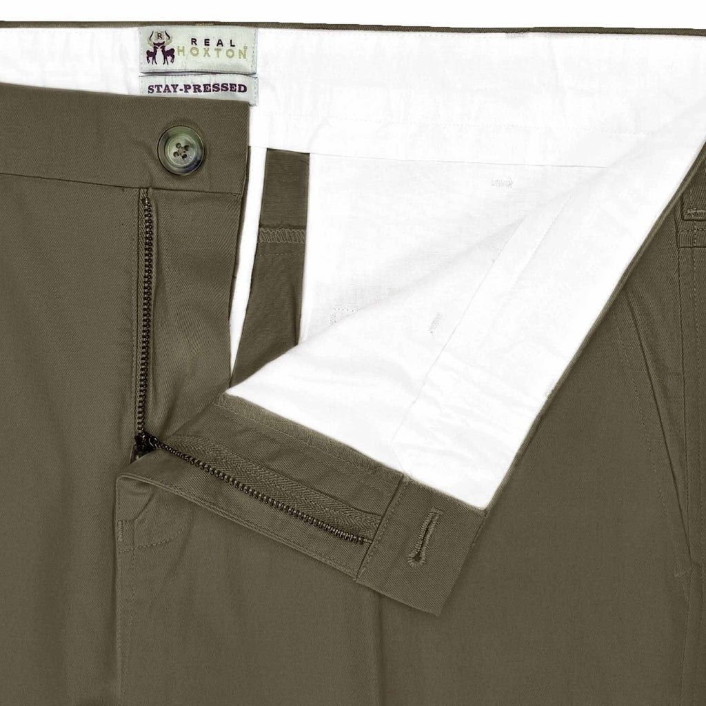 Stay-Pressed Trousers - Olive Brown