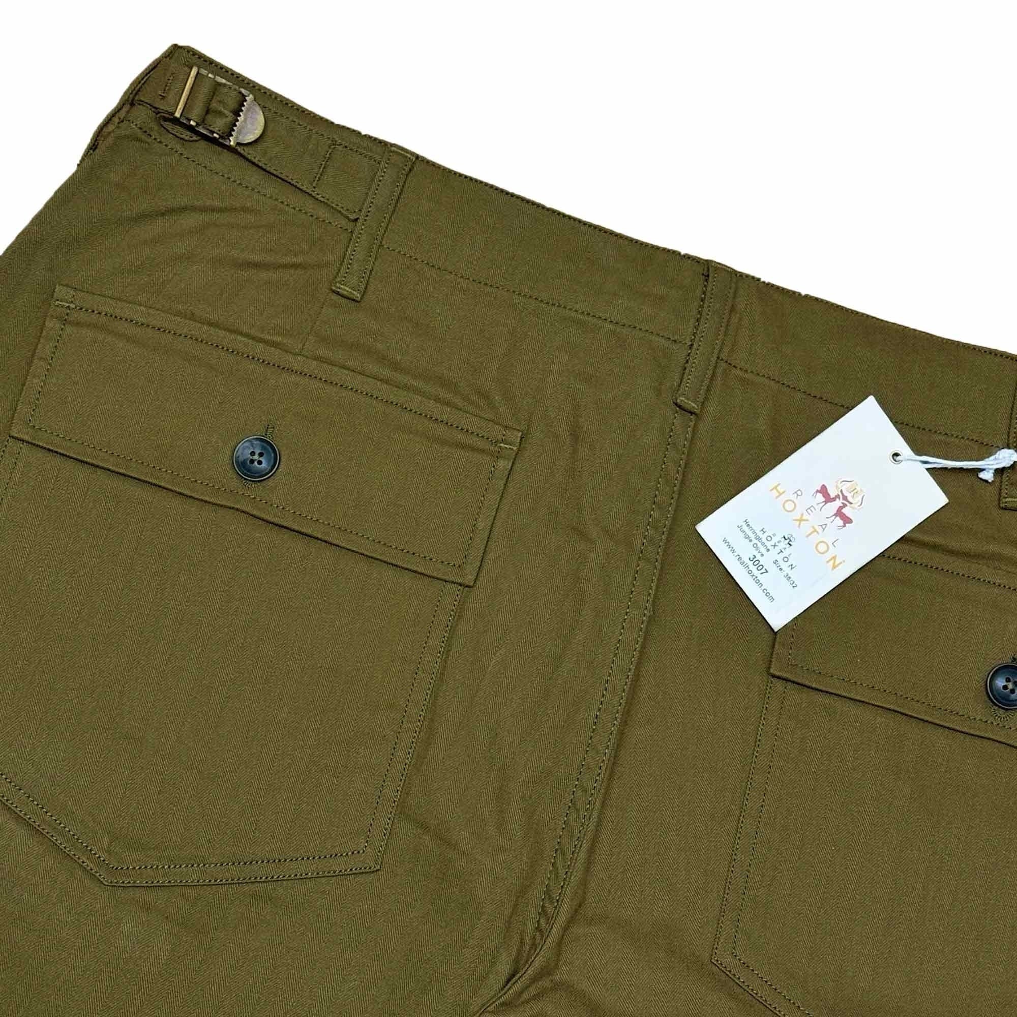 Real Hoxton Herringbone Fatigue Pants - Jungle Green