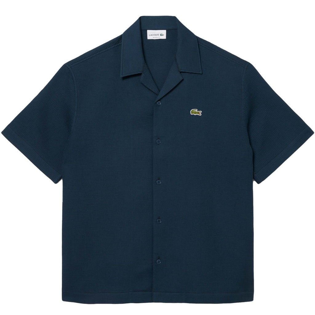 Lacoste Relaxed Fit Waffle Texture Shirt - Blue