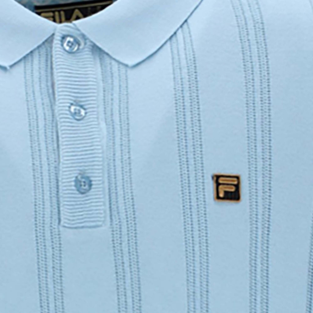 Fila Vintage Gold Kennedy Knit Polo Shirt - Summer Blue