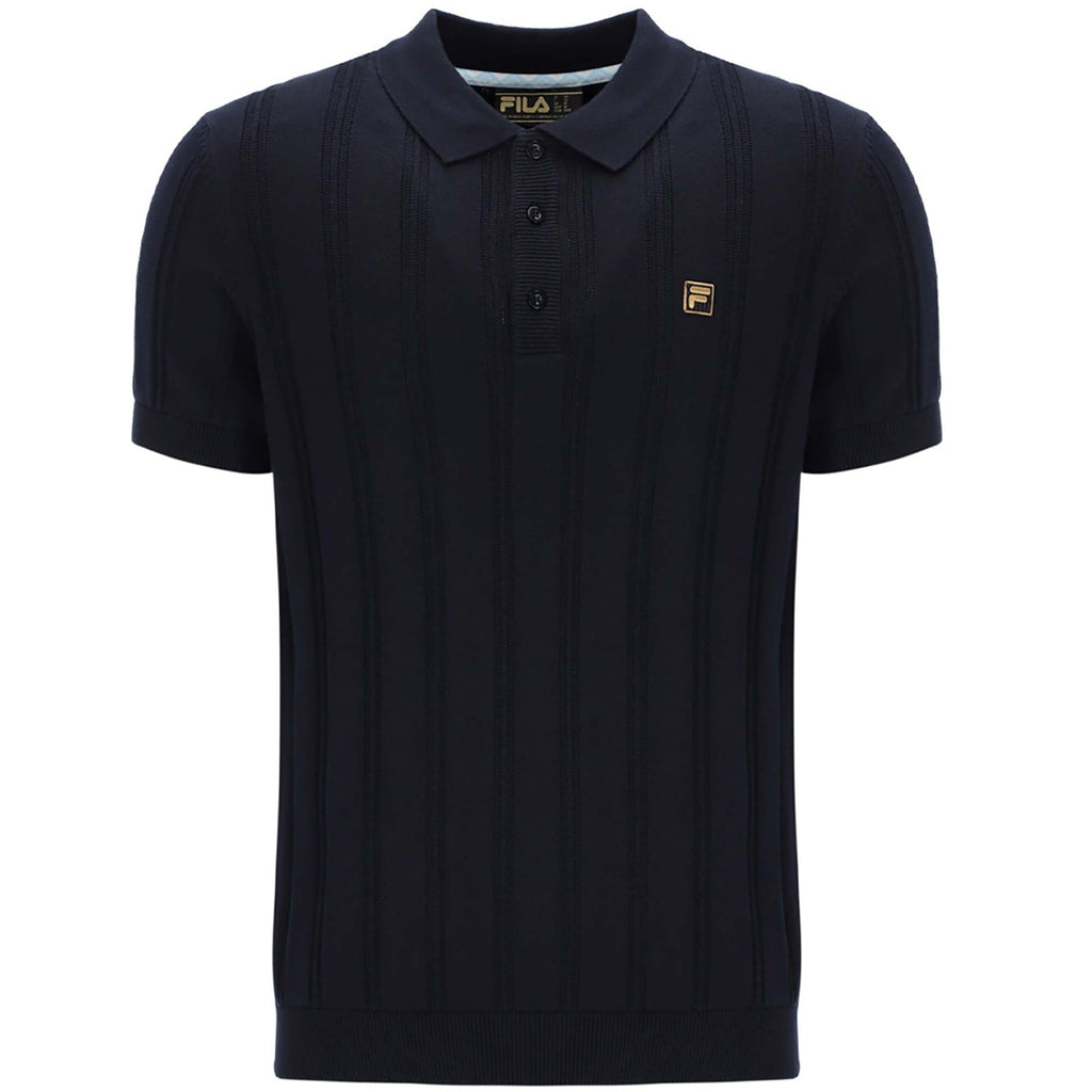 Fila Vintage Gold Kennedy Knit Polo Shirt - Black