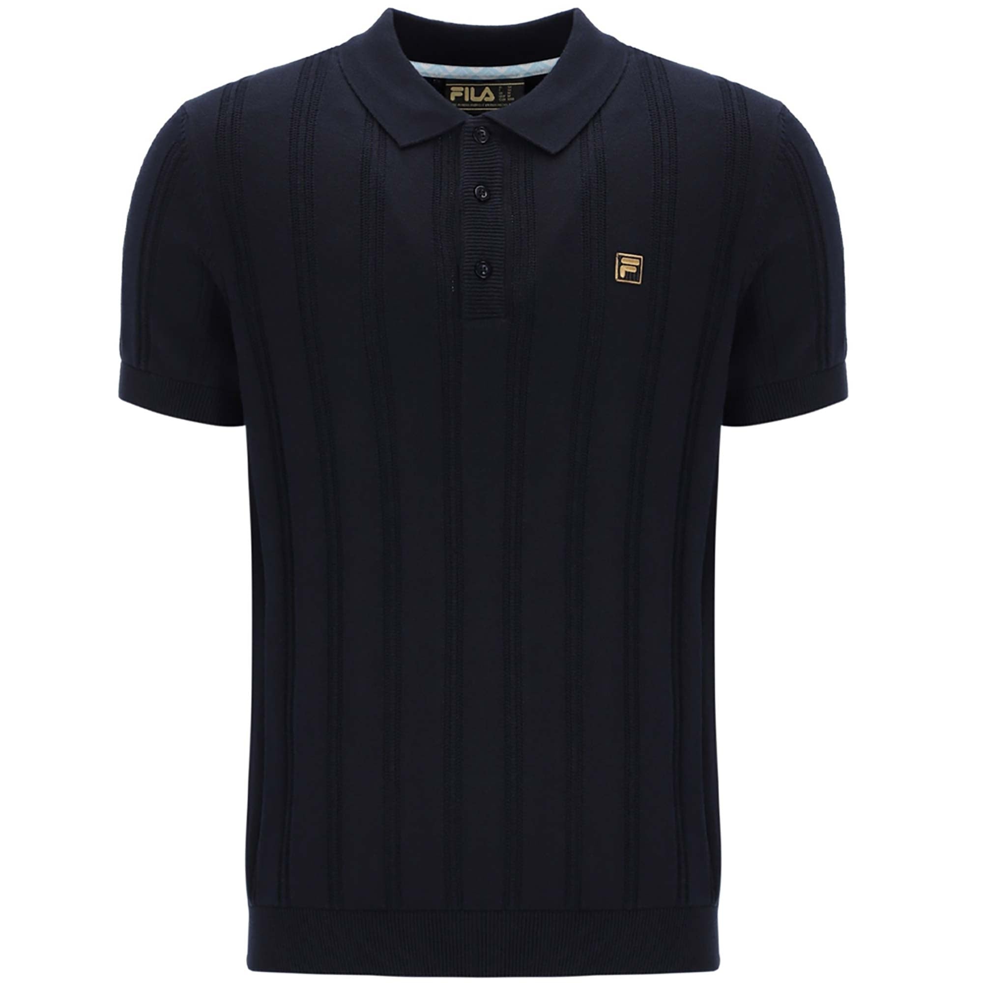 Fila Vintage Gold Kennedy Knit Polo Shirt - Black