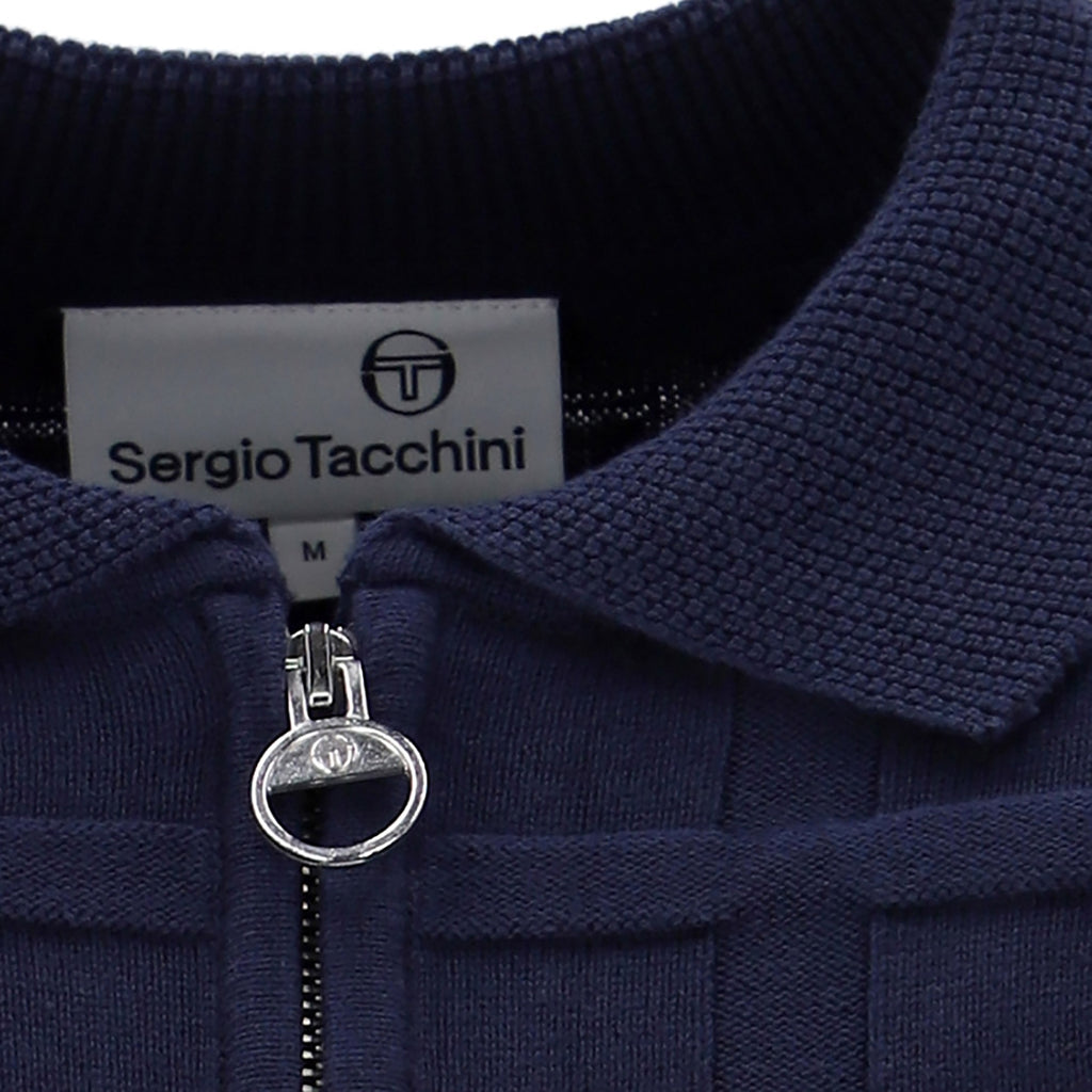 Sergio Tacchini Lorenzo 1/4 Zip Knit Polo Shirt - Maritime Blue