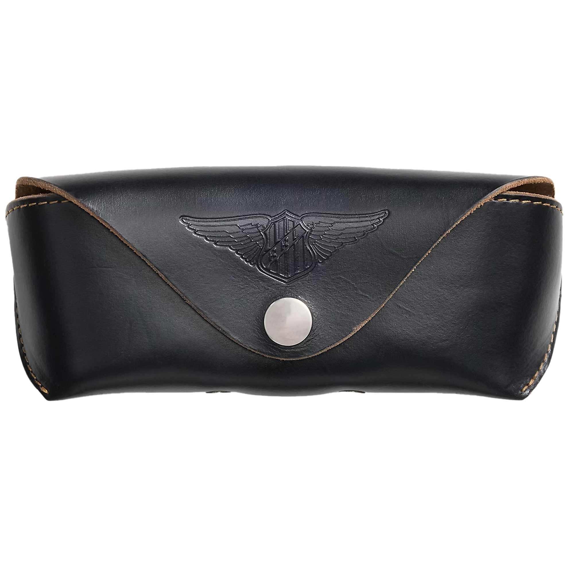 Leather Eyeglass Case - Black Brown