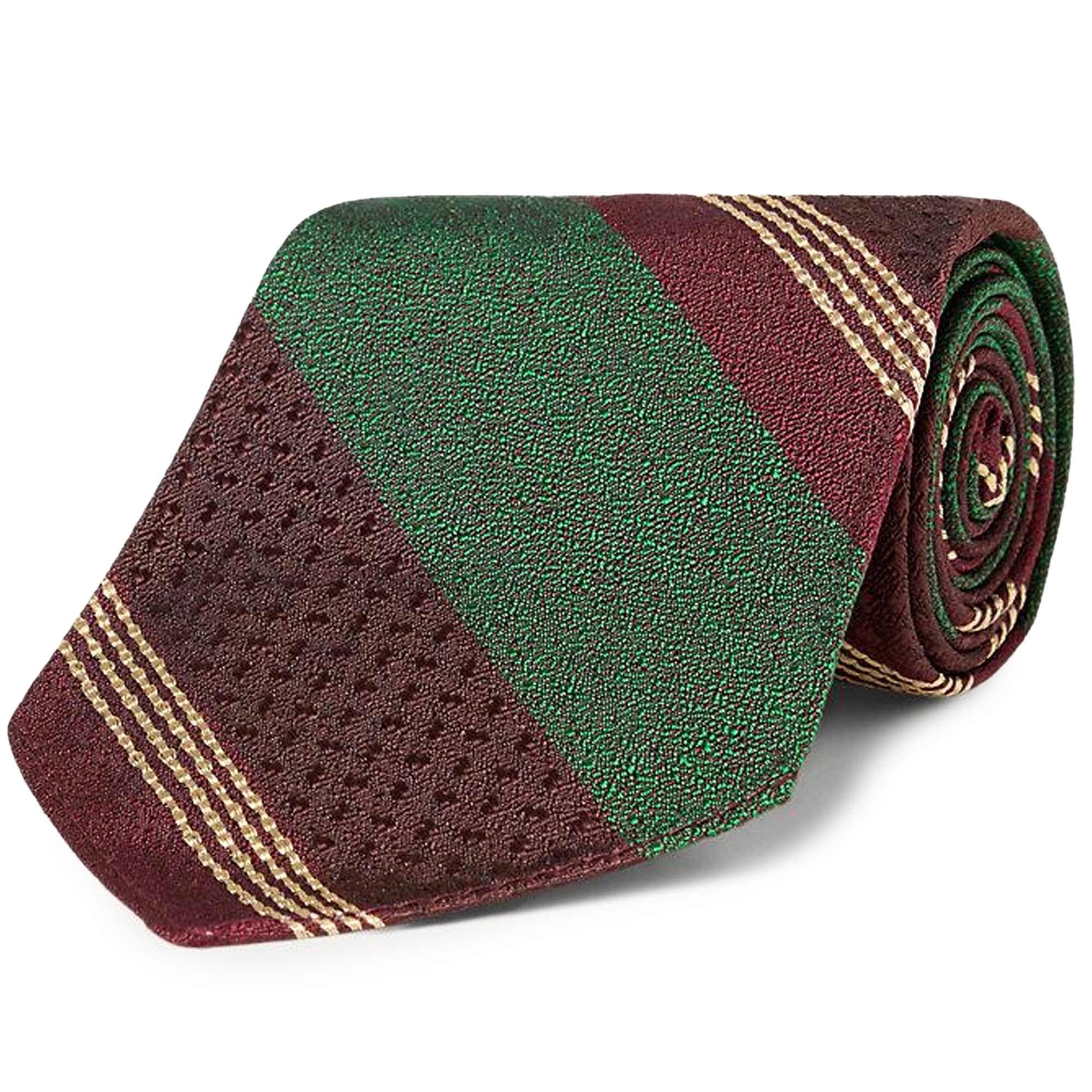Silk Tie - Green Burgundy