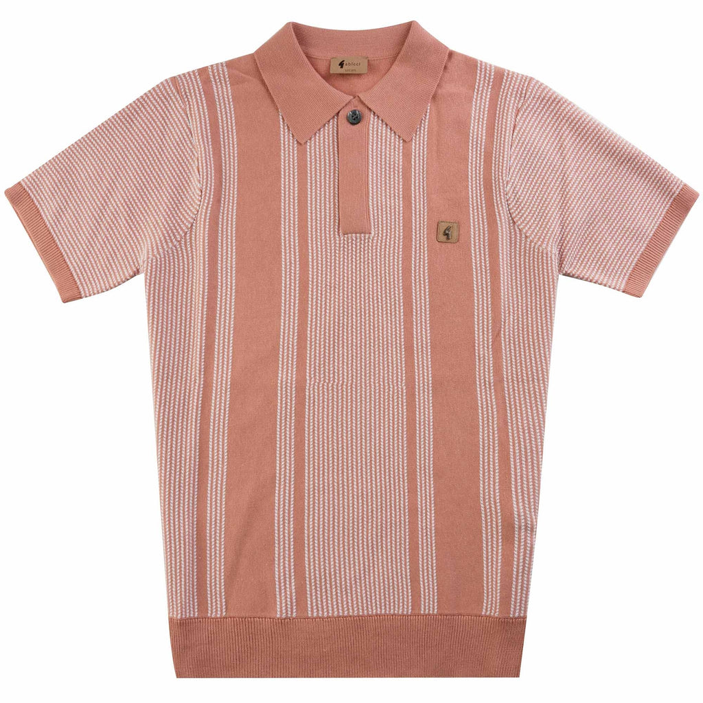 Gabicci Vintage Dante Knitted Polo Shirt - Peach