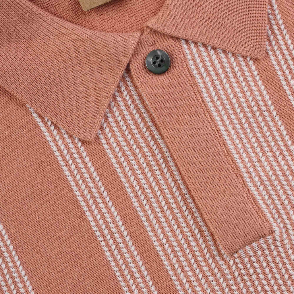 Gabicci Vintage Dante Knitted Polo Shirt - Peach