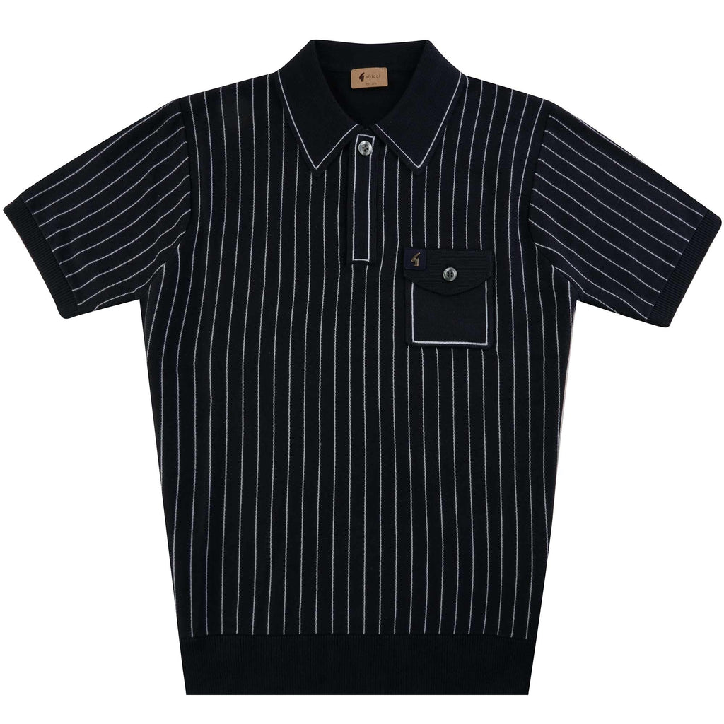 Gabicci Vintage Danny Knitted Polo Shirt - Navy