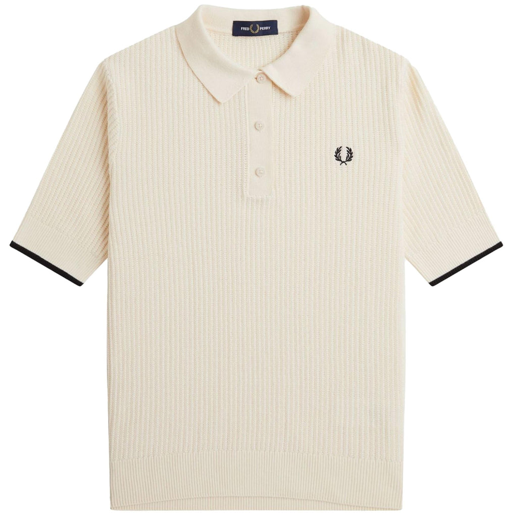 Fred Perry Womens Mesh Knit Polo Shirt - Light Ecru