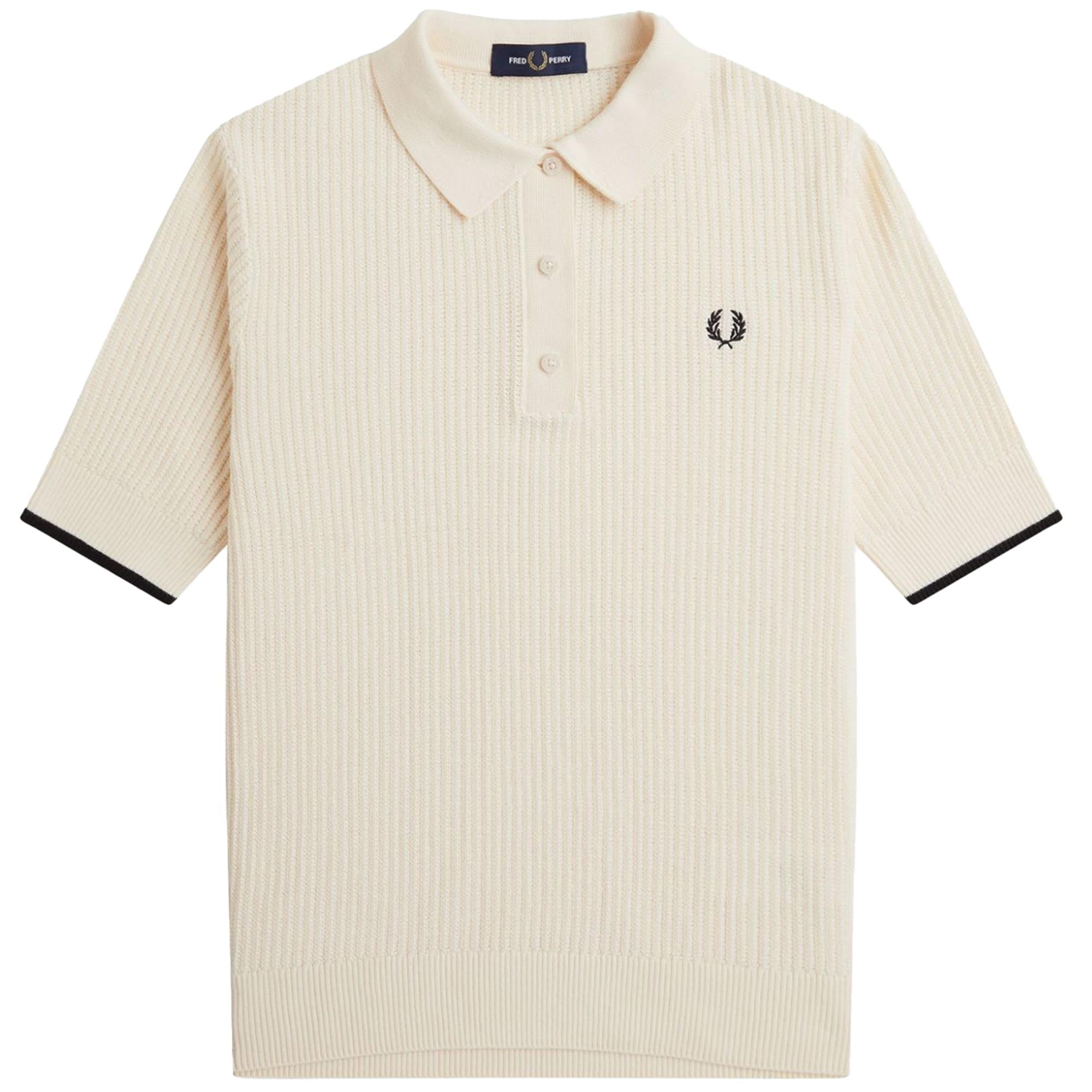 Fred Perry Womens Mesh Knit Polo Shirt - Light Ecru