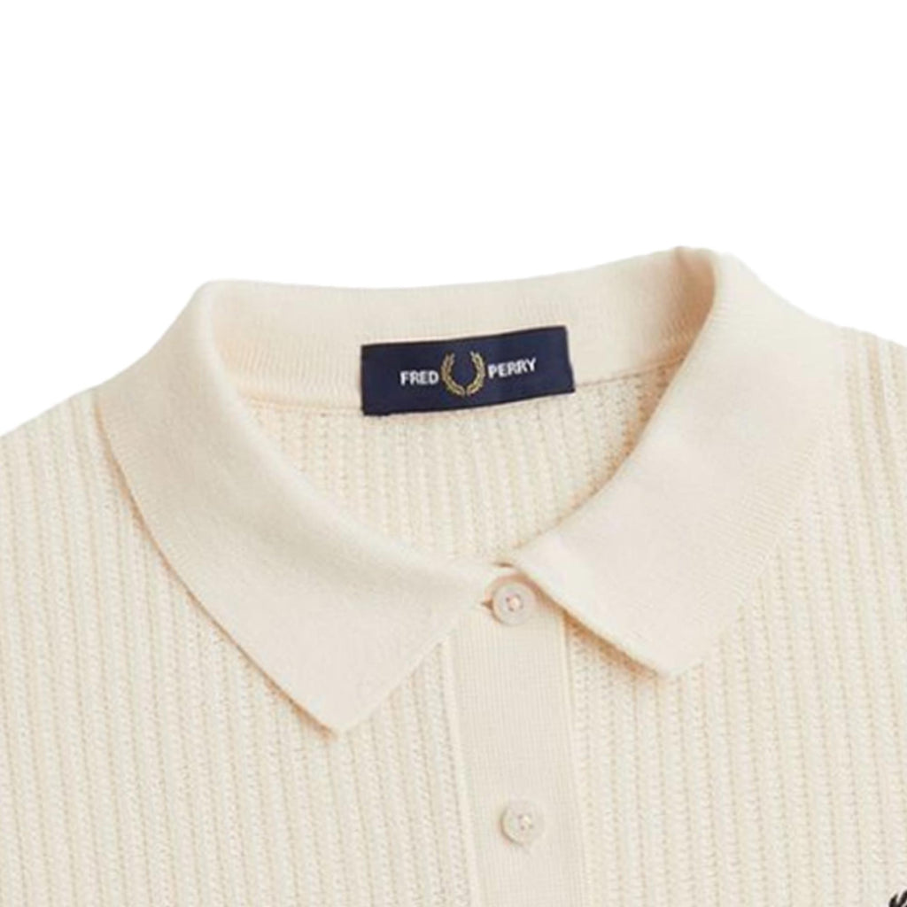 Fred Perry Womens Mesh Knit Polo Shirt - Light Ecru