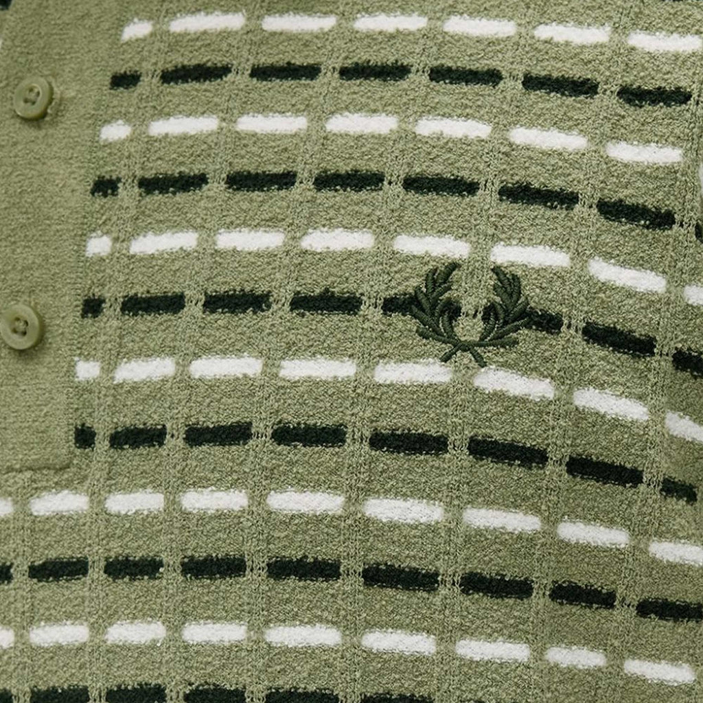 Fred Perry Boucl Ribbed Knitted Shirt - Olive Mint