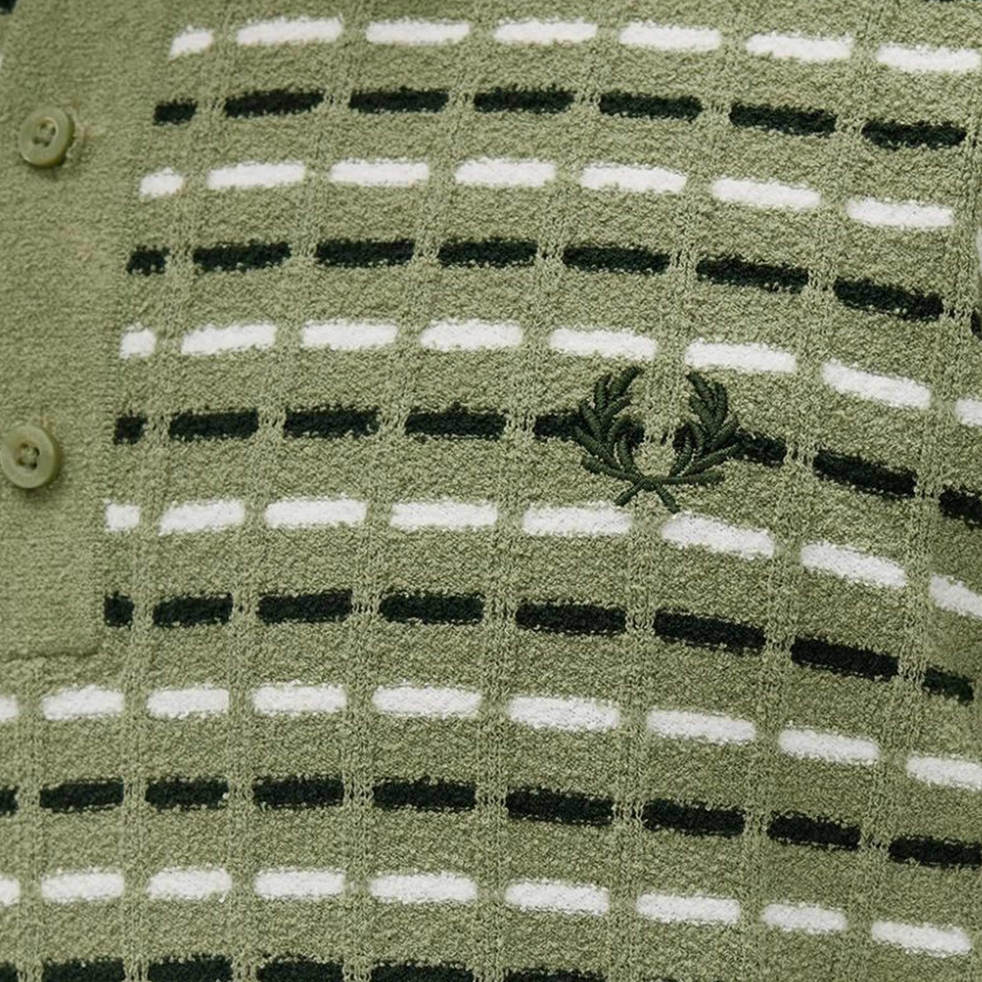 Fred Perry Boucl Ribbed Knitted Shirt - Olive Mint