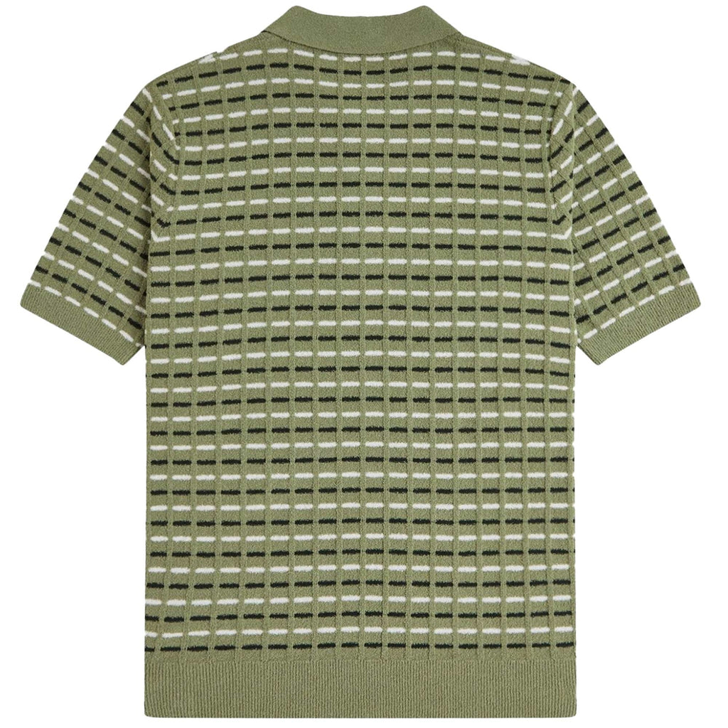 Fred Perry Boucl Ribbed Knitted Shirt - Olive Mint