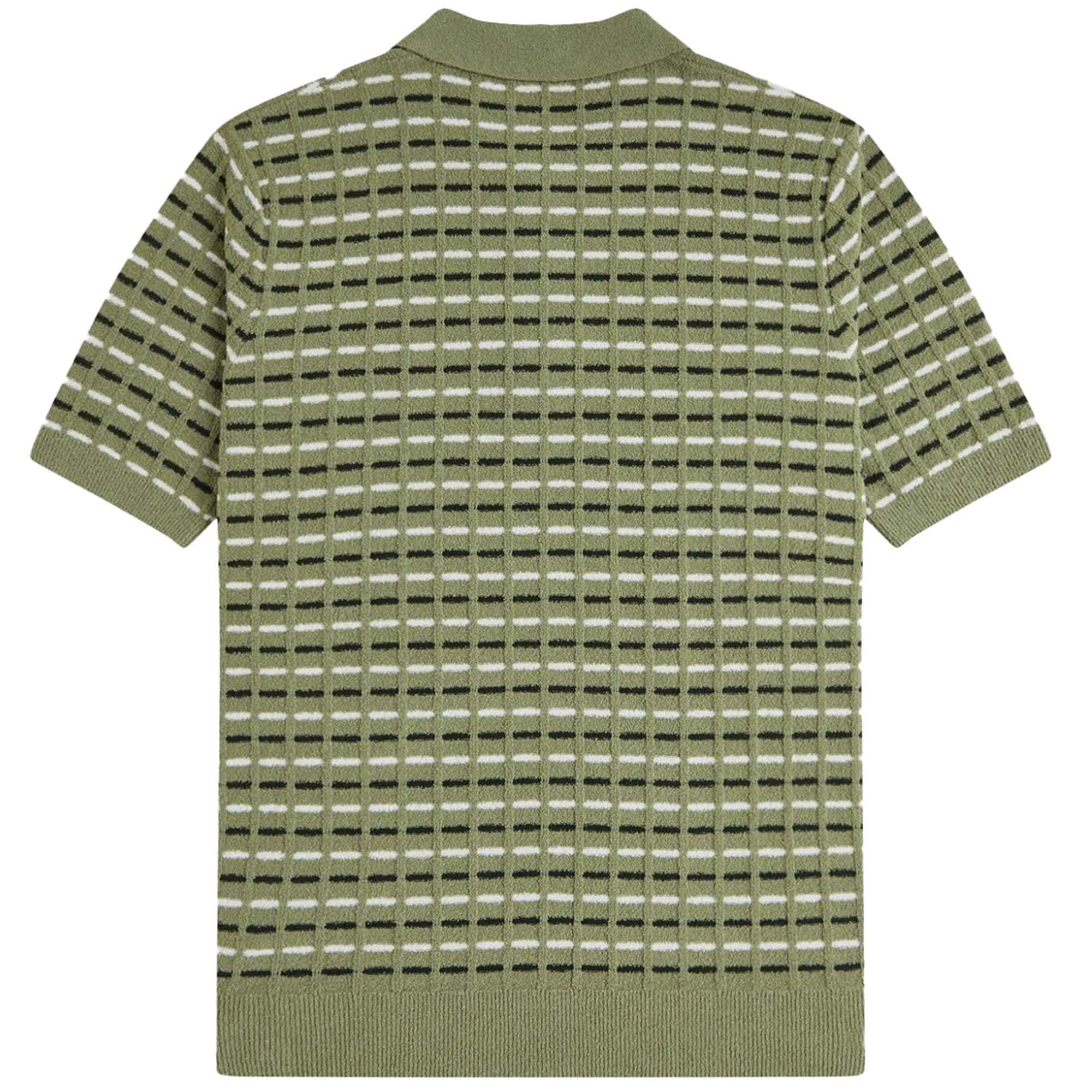 Fred Perry Boucl Ribbed Knitted Shirt - Olive Mint