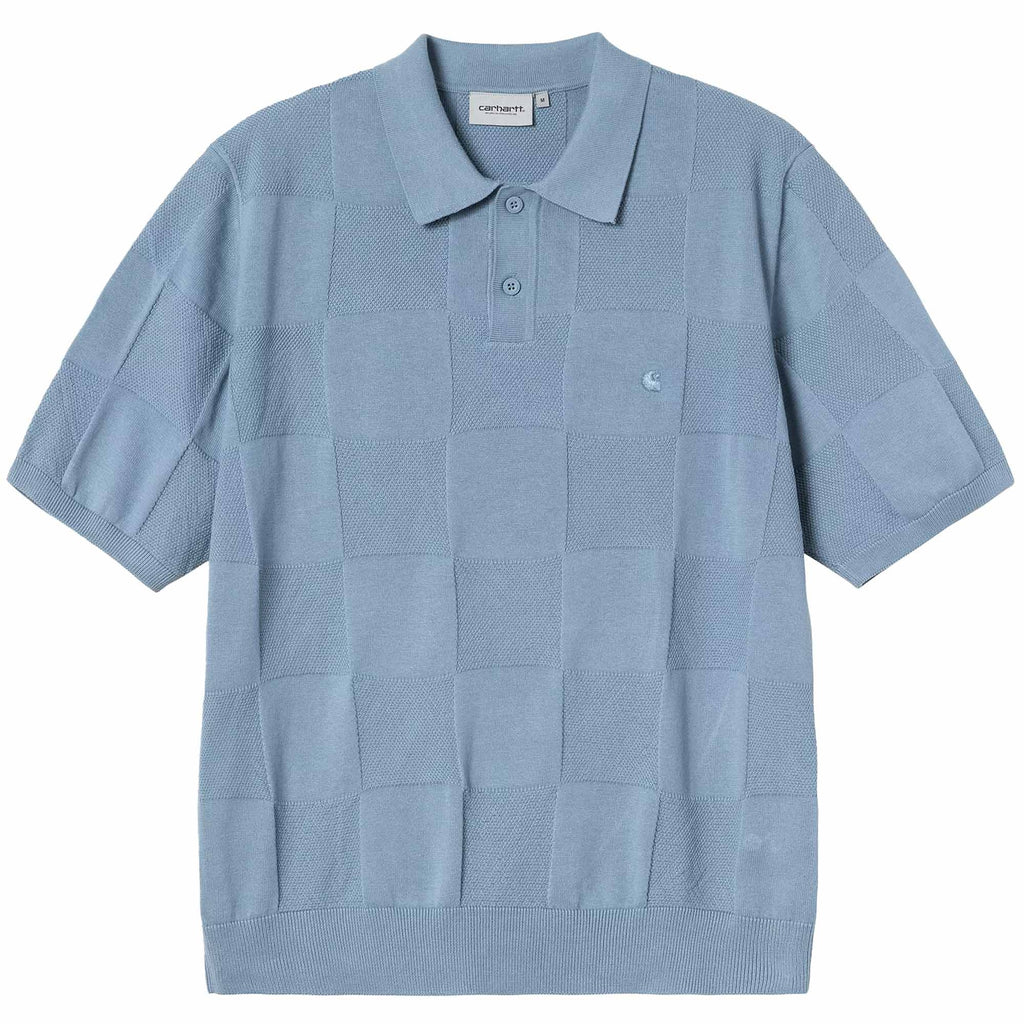 Carhartt WIP Knitted Checker Polo - Frosted Blue