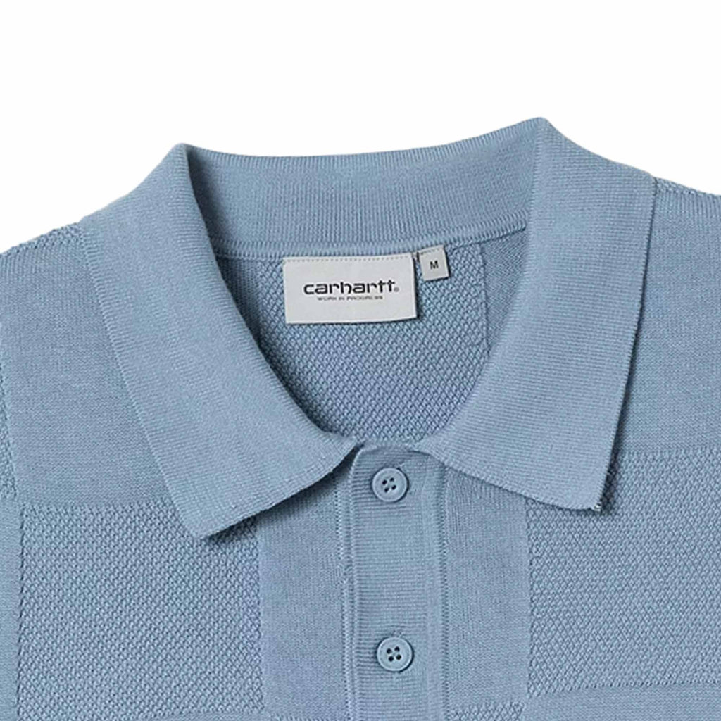 Carhartt WIP Knitted Checker Polo - Frosted Blue