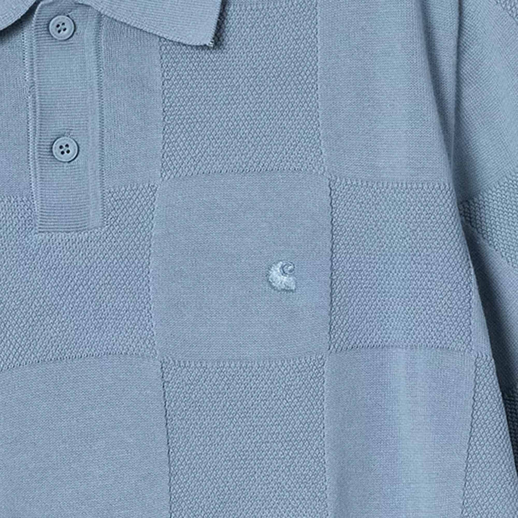Carhartt WIP Knitted Checker Polo - Frosted Blue