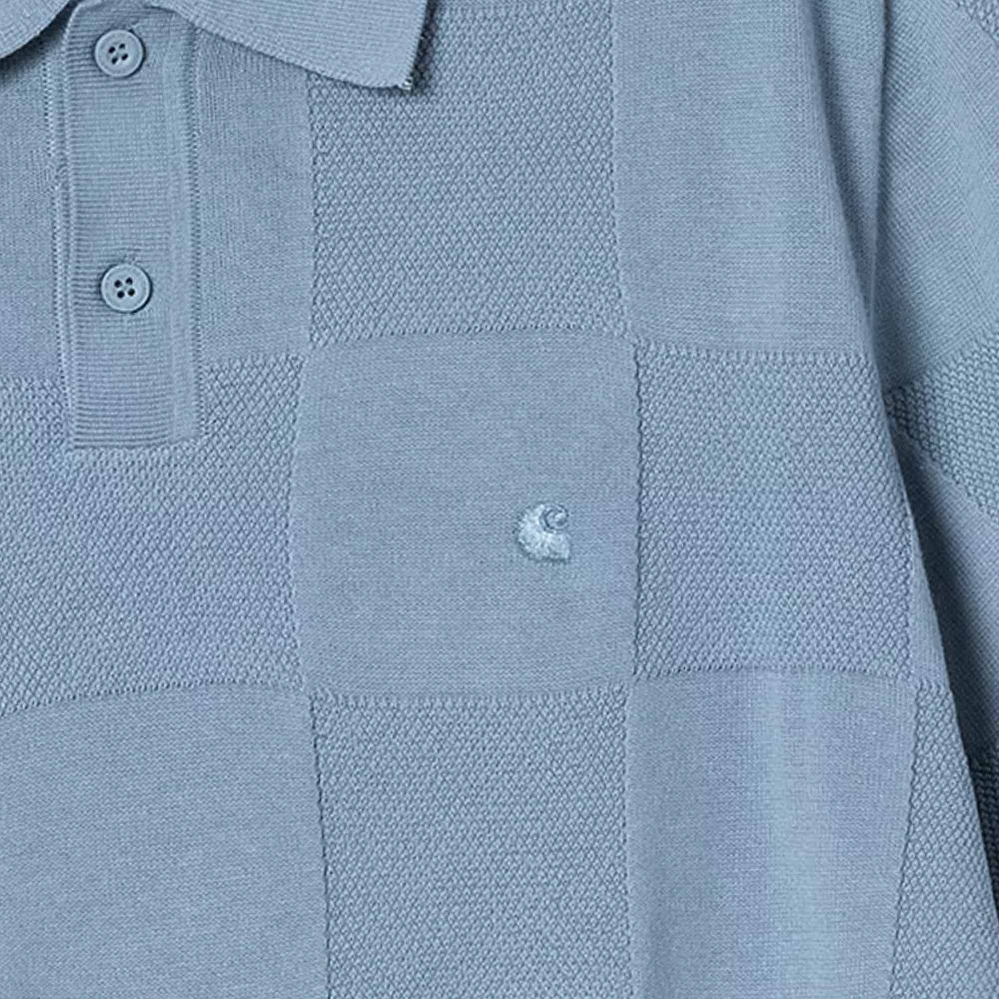 Carhartt WIP Knitted Checker Polo - Frosted Blue