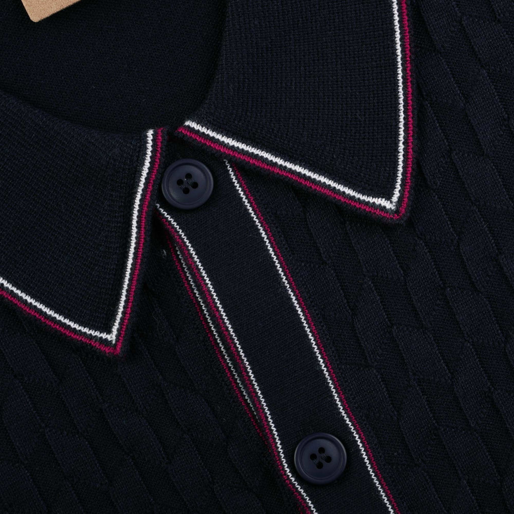 Gabicci Vintage Shaun Knitted Polo Shirt - Navy