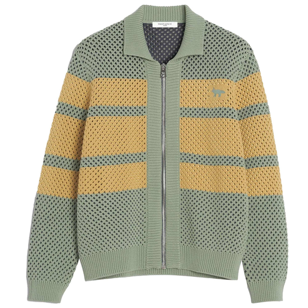 Maison Kitsune Striped Mesh Cardigan - Vert