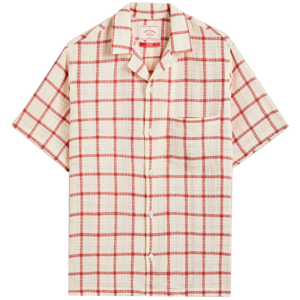 Portuguese Flannel Alvor Shirt - Cream and Red