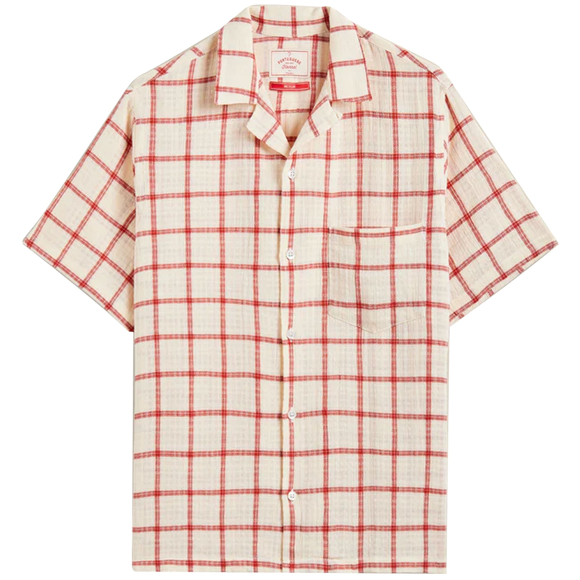 Portuguese Flannel Alvor Shirt - Cream and Red