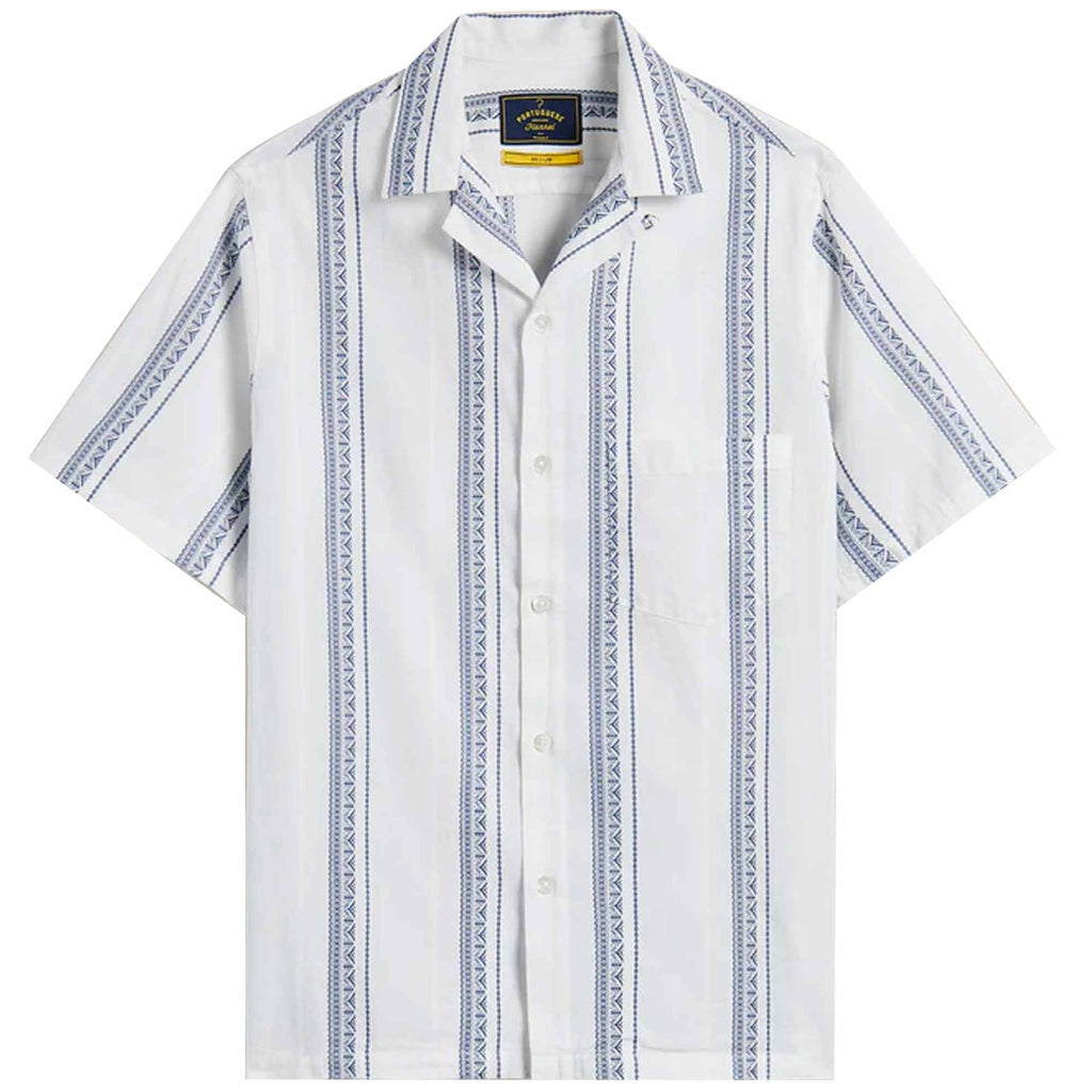 Portuguese Flannel Alqueva Shirt - White and Blue