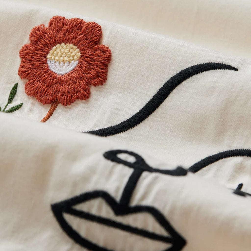 Portuguese Flannel Embroidery Face Shirt - Ecru