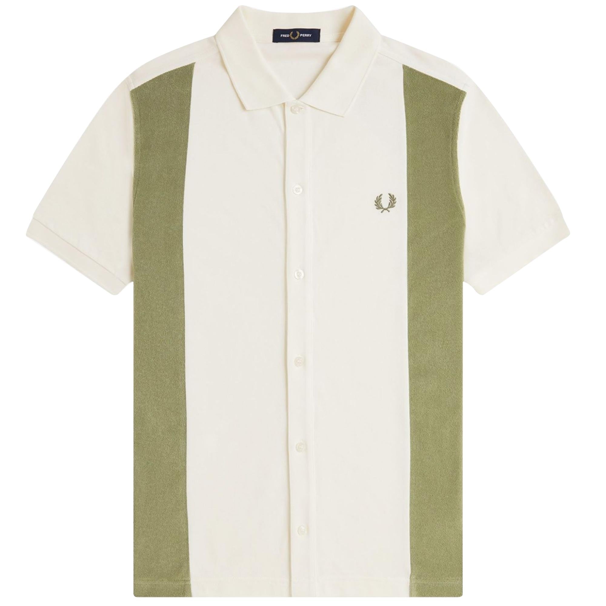 Fred Perry Towelling Panel Polo Shirt - Light Ecru