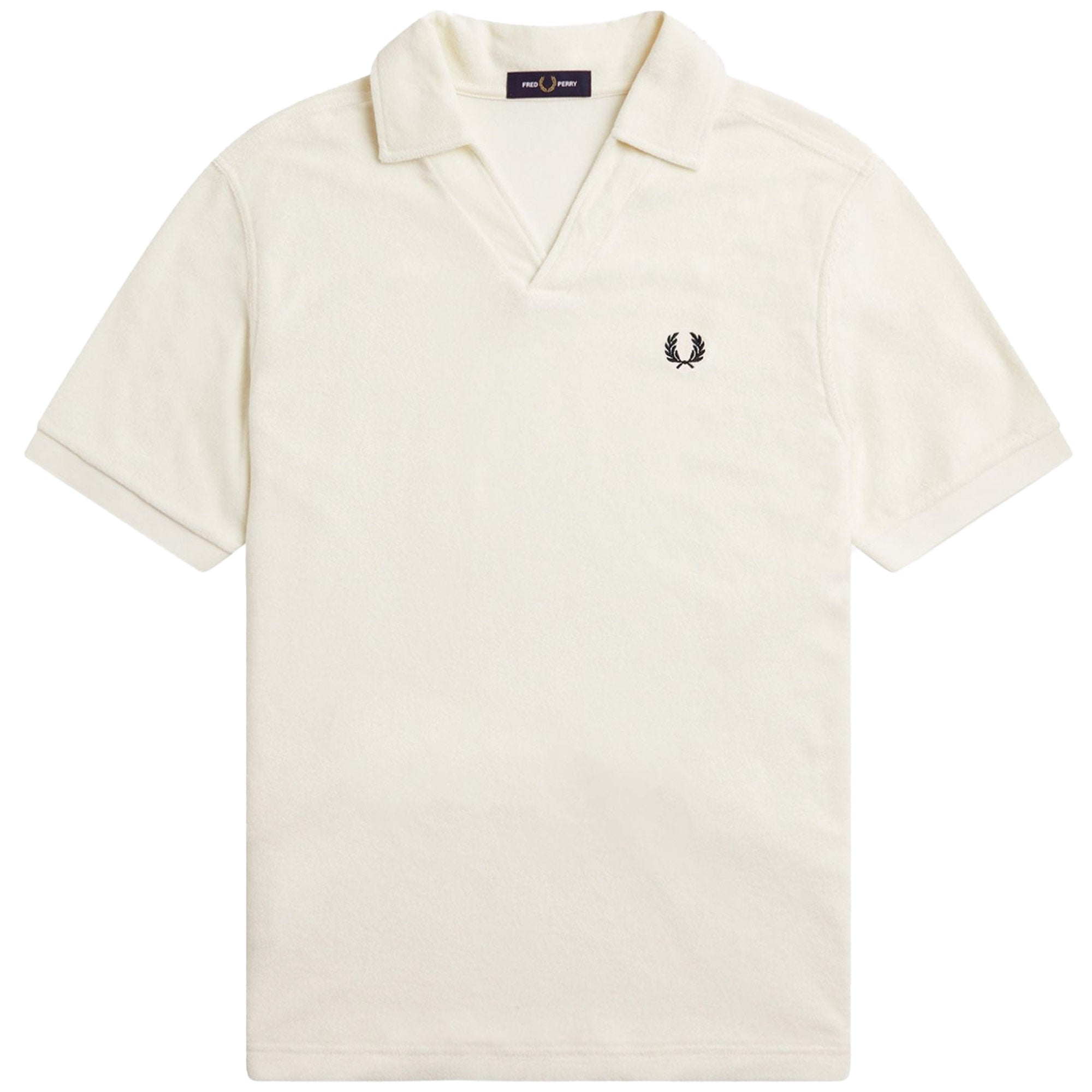Fred Perry Open Collar Towelling Polo Shirt - Ecru – Stuarts London