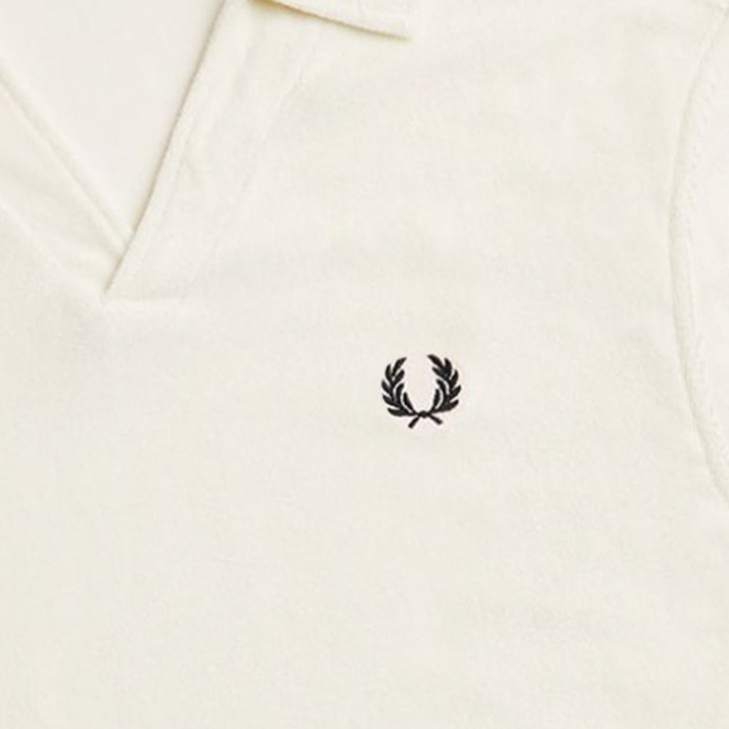 Fred Perry Open Collar Towelling Polo Shirt - Ecru