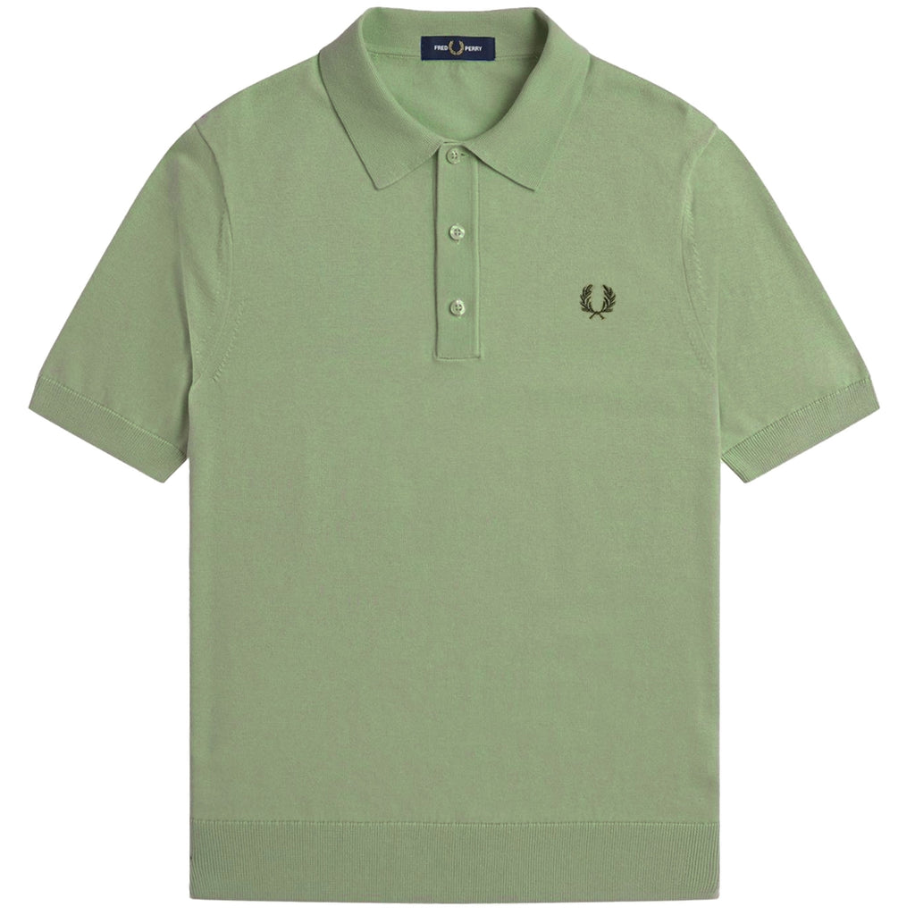 Fred Perry Knitted Cotton Shirt - Olive Mint