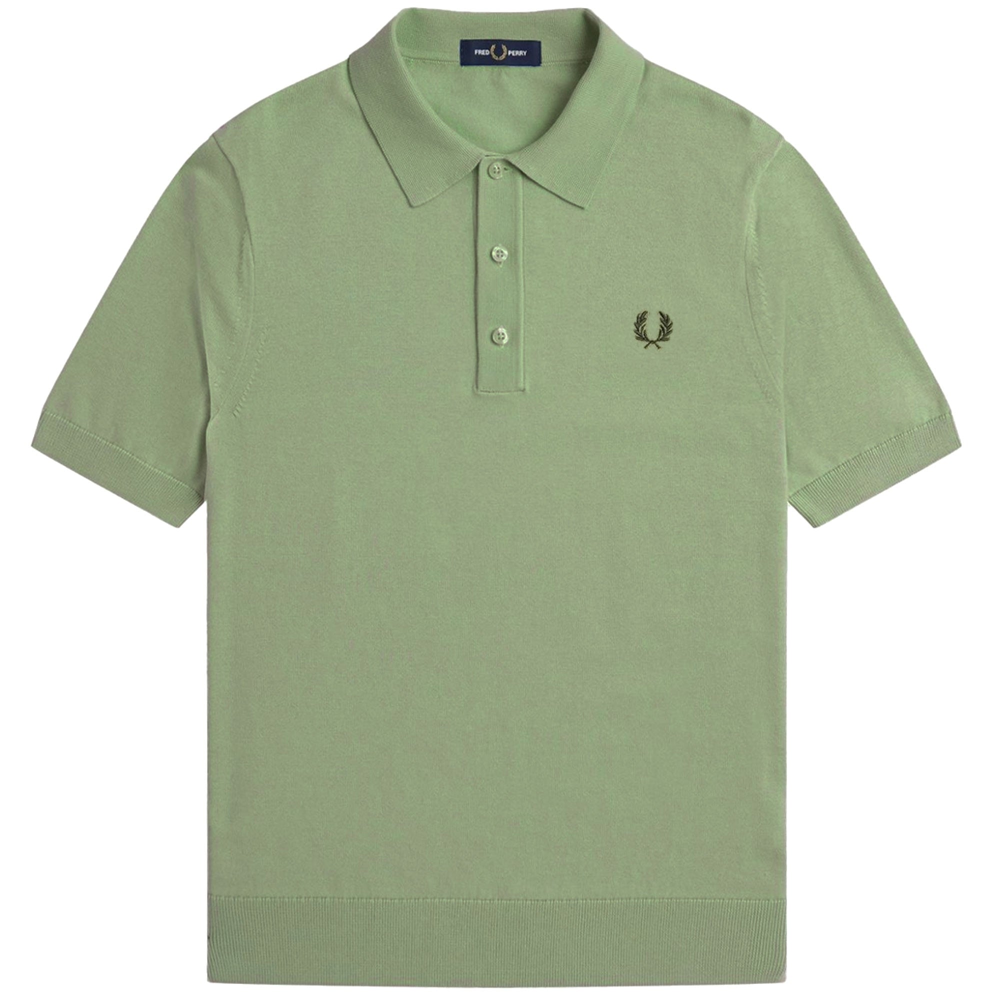 Fred Perry Knitted Cotton Shirt - Olive Mint