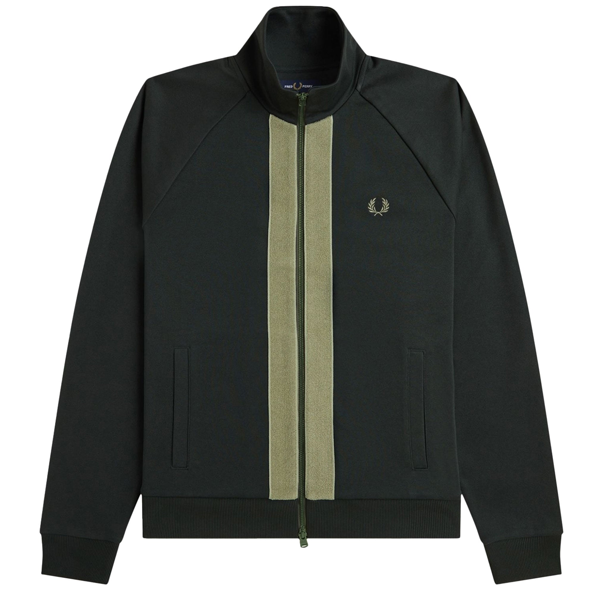 Fred Perry Chenille Tape Track Jacket - Night Green