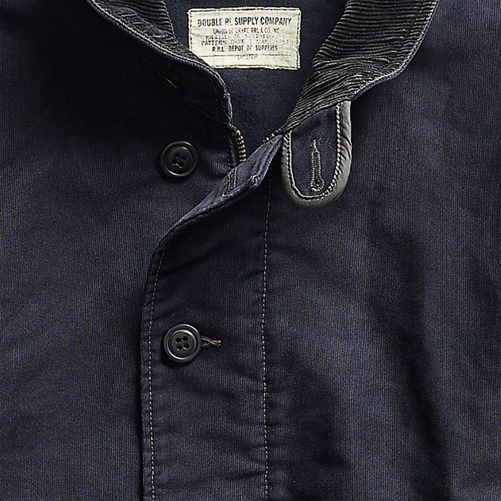 Corduroy-Collar Cotton Deck Jacket - Navy