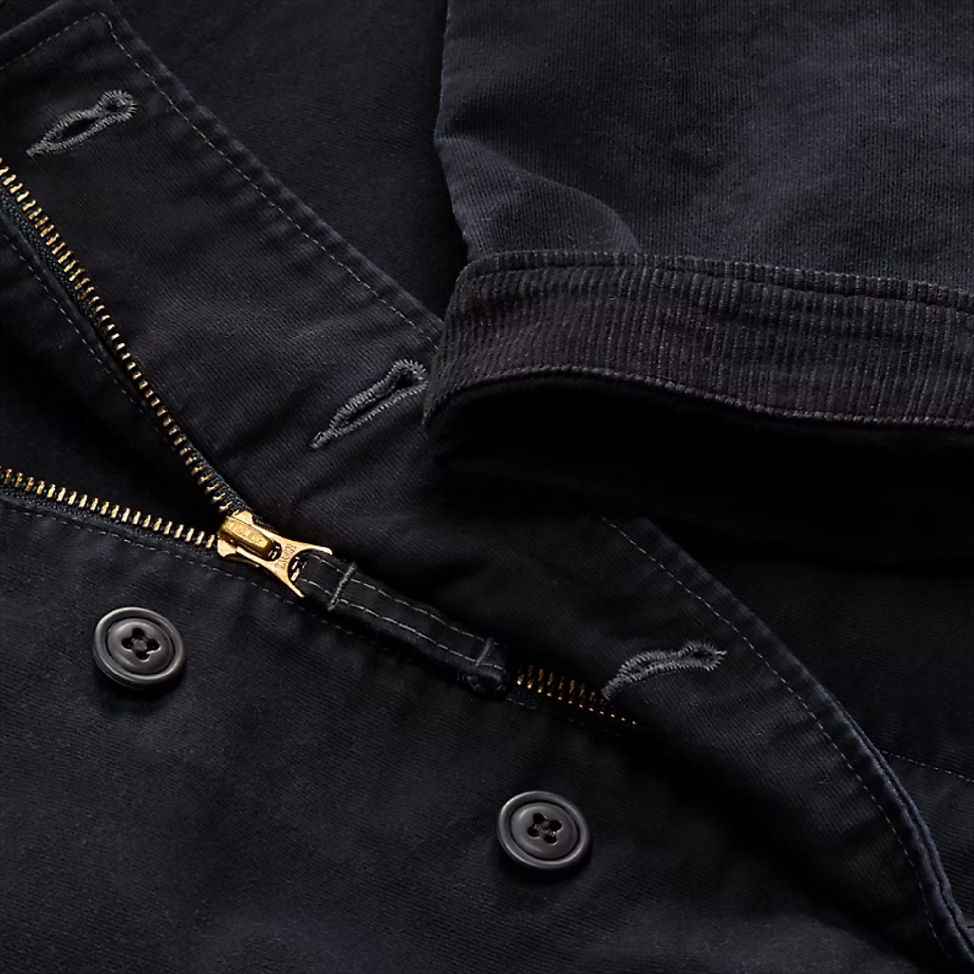 Corduroy-Collar Cotton Deck Jacket - Navy