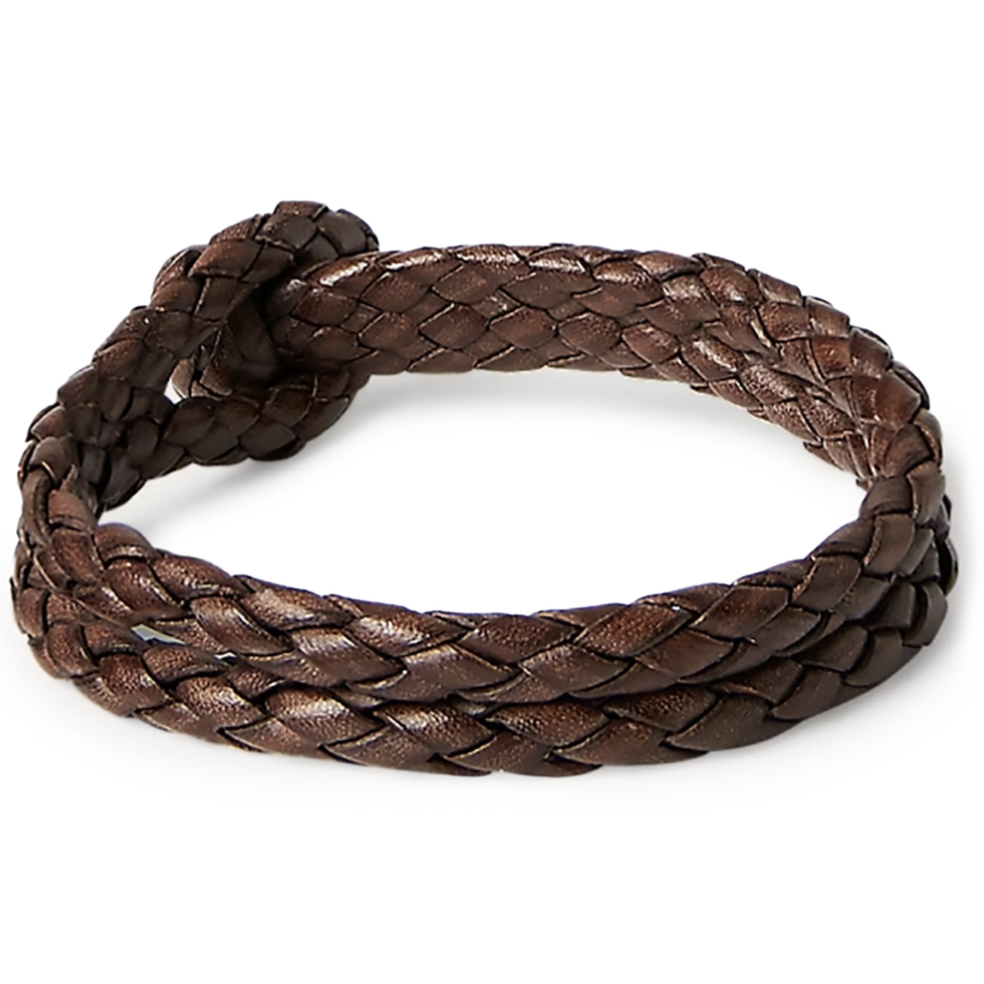 Hand-Braided Leather Bracelet - Brown