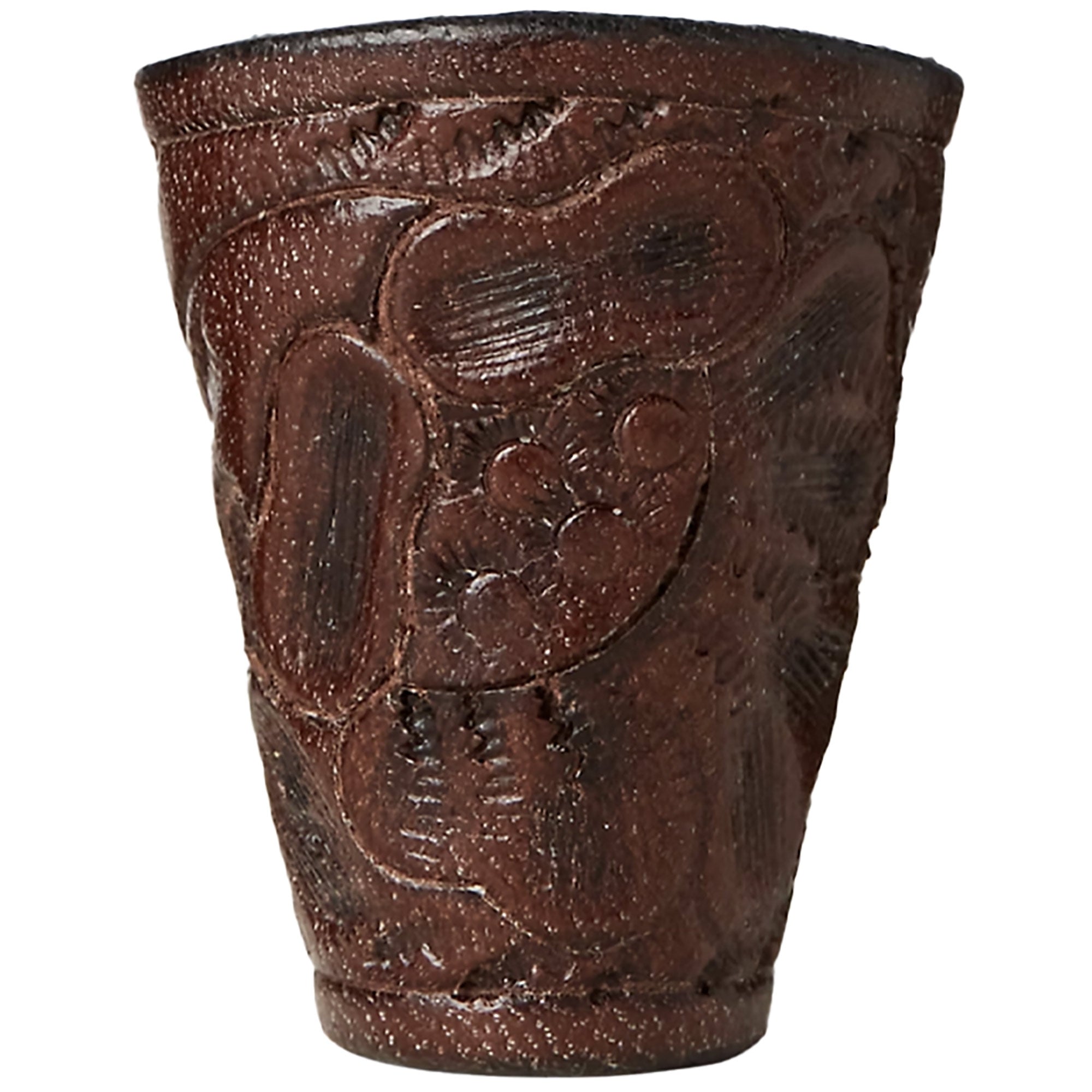 Hand-Tooled Leather Bandanna Slider - Brown